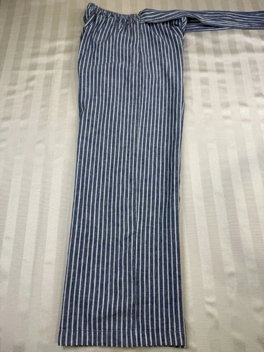 Beach Lunch Lounge Pants Sz Extra Small Linen Blend Striped Blue White Tie Waist - Picture 13 of 14